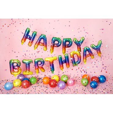 PartyDeco Foil Balloon Happy Birthday Rainbow PD-FB81