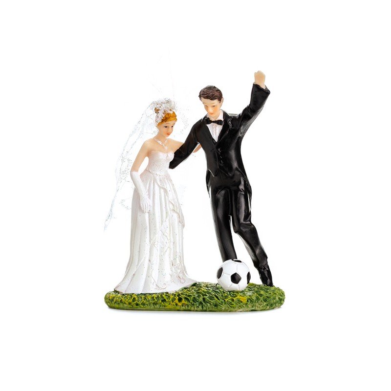 PartyDeco Newly Weds Soccer Ball Cake Topper