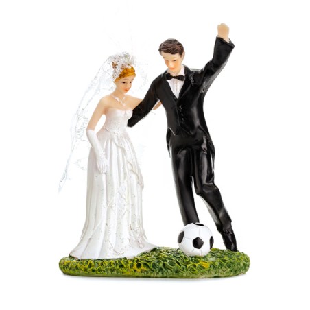PartyDeco Cake Topper Newly Weds with soccer ball PD-PF31