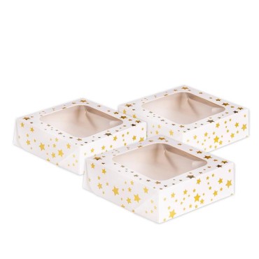 Anniversary Houe Favour Box Gold Foil Stars with Window AH-J108