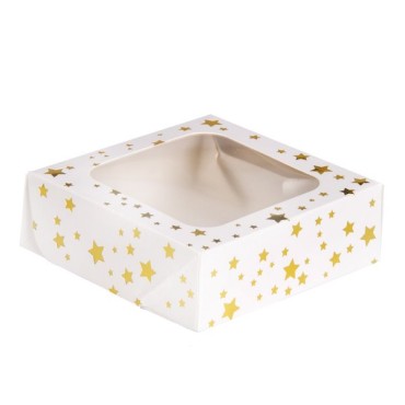 Anniversary Houe Favour Box Gold Foil Stars with Window AH-J108