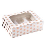 Anniversary House Cupcake Box Rosegold Polka Dots, 1 Stück