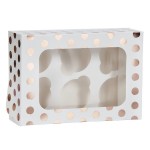 Anniversary House Rose Gold Polka Dots Cupcake Box, 1 pcs