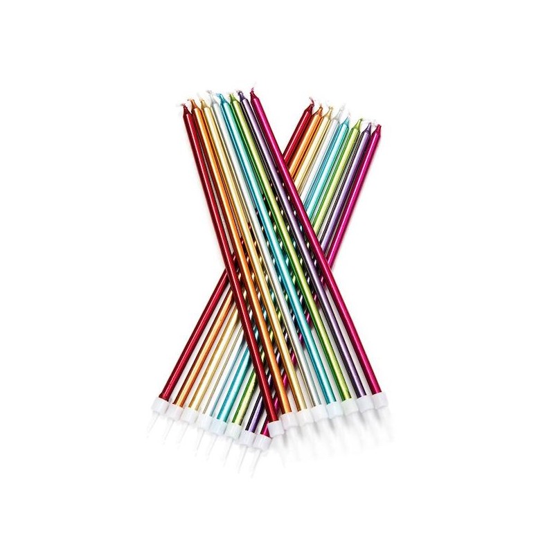 Anniversary House Metallic Rainbow Birthday Candles, 16 pcs