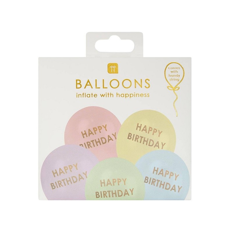 Talking Tables Pastel Happy Birthday Balloon Medley, 5 pcs