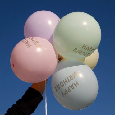 5 Ballons Pastell Happy Birthday von Talking Tables