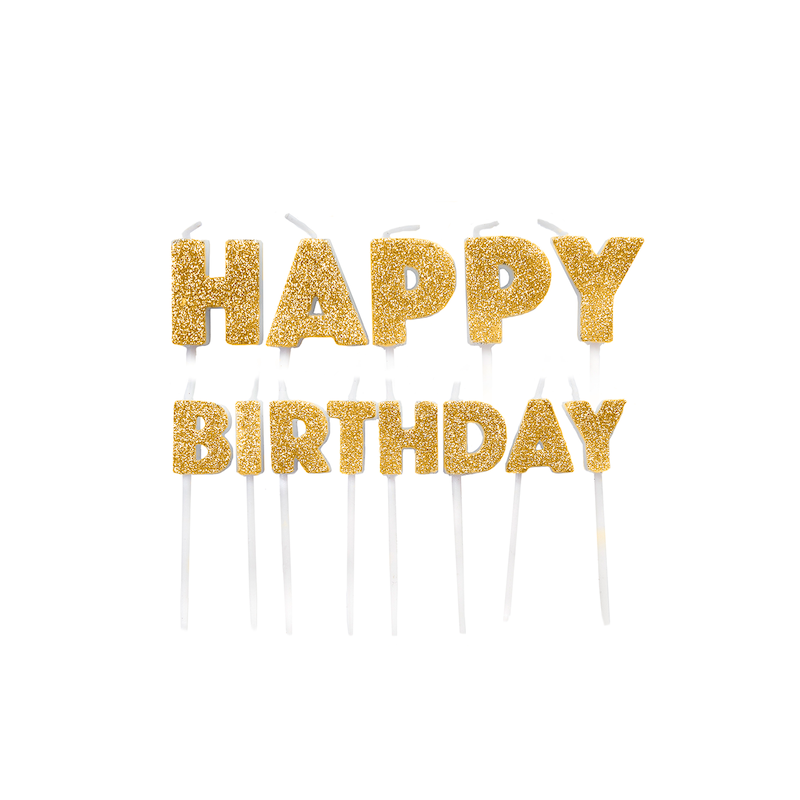 Anniversary House Happy Birthday Geburtstagskerzen Gold Glitzer