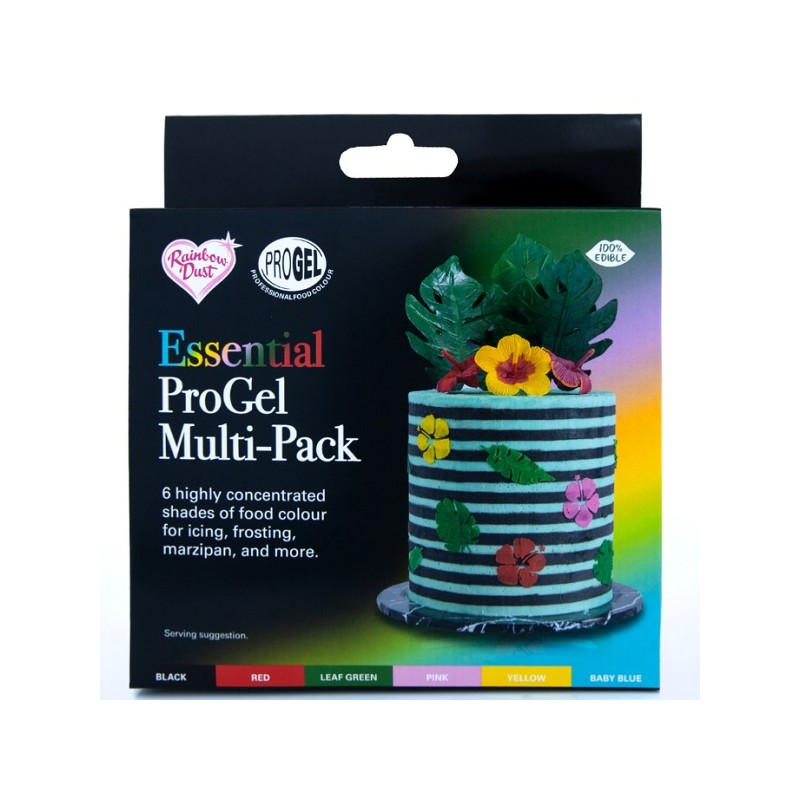 Rainbow Dust ProGel Essential Multi Pack Food Colours, 6x25g