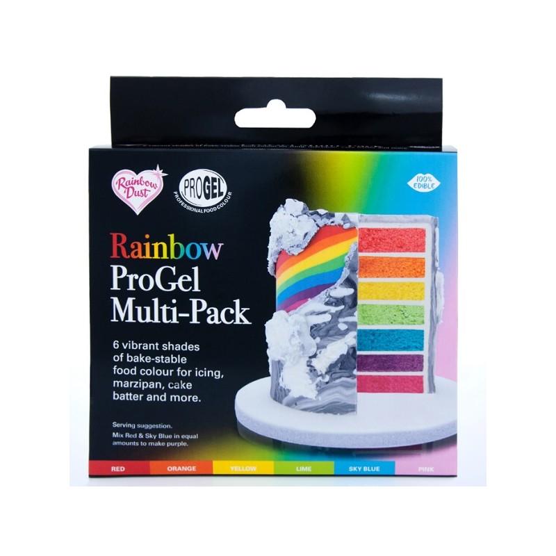 Rainbow Dust ProGel Rainbow Multipack Lebensmittelfarben, 6x25g