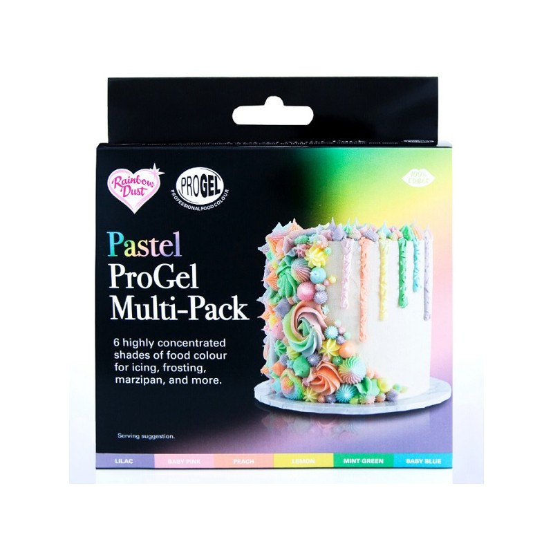 Rainbow Dust ProGel Pastel Multi Pack Food Colours, 6x25g