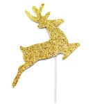 Anniversary House Glitter Reindeer Cupcake Topper Gold, 12 pcs