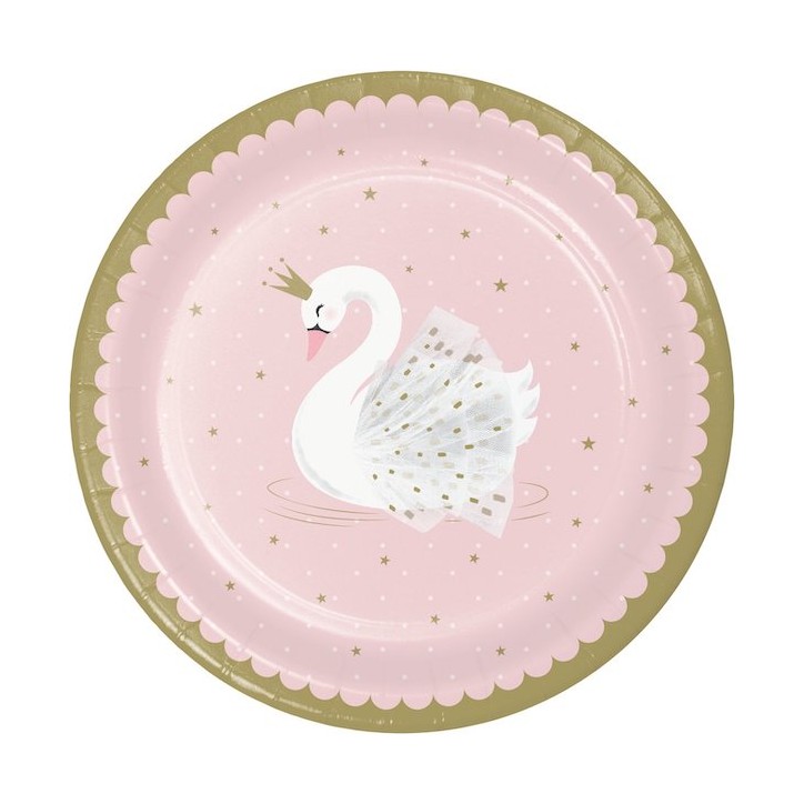 Anniversary House Stylish Swan Teller 23 cm 8 Stück