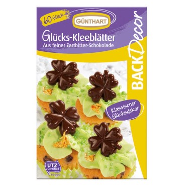 Günthart Zartbitterschokolade Deko Glückskleeblätter GU-01174