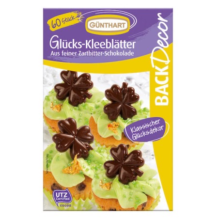 Günthart Dark Chocolate Cake Decor Shamrocks GU-01174