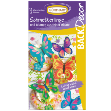 Günthart Oblaten Schmetterlinge und Blumen Kuchendekor GU-01548