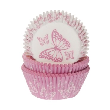 House of Marie Baking Cupcake Liners Butterfly Pink 50x33mm HOF-1852ASVL50/30