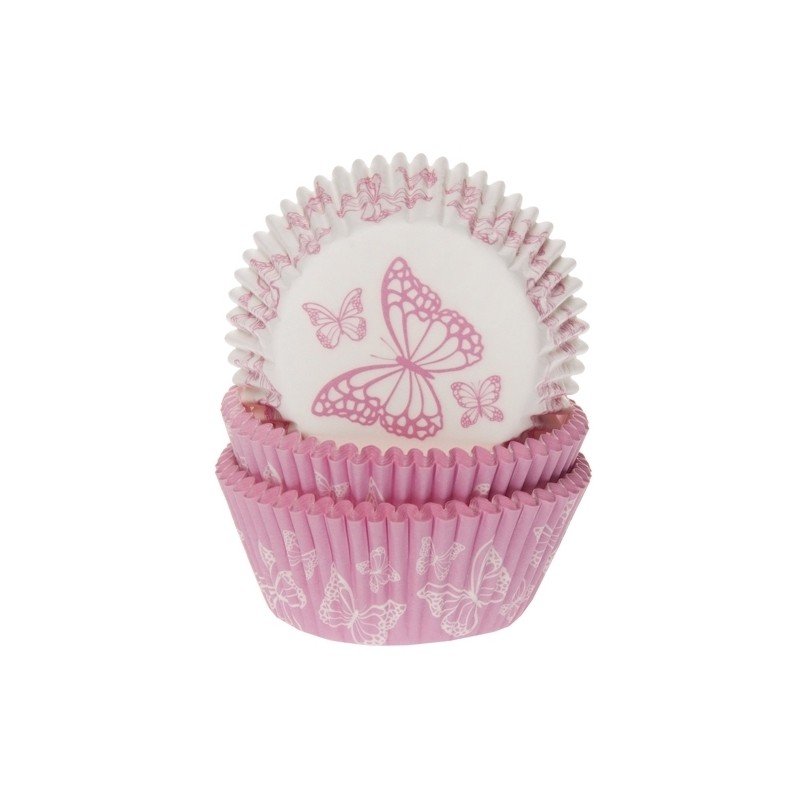 House of Marie Butterfly Pink Cupcake Cases, 50pcs