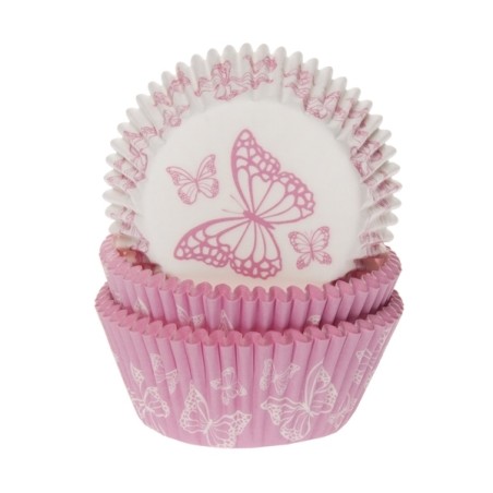 House of Marie Cupcake Papier-Backförmchen Schmetterling Pink HOF-1852ASVL50/30