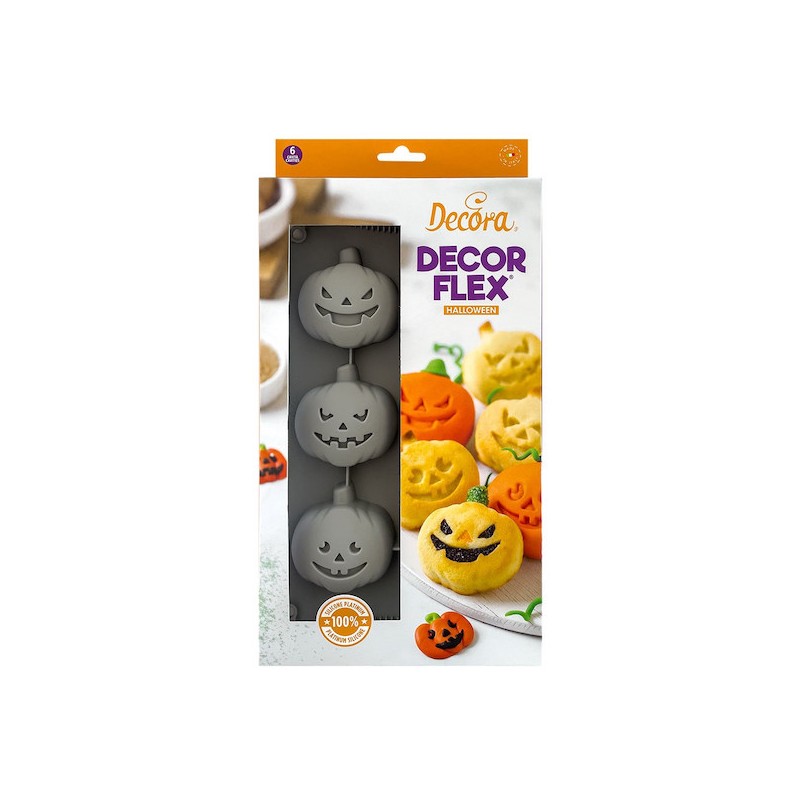 Decora Halloween Pumpkin Silicone Baking Mold, 6 pcs