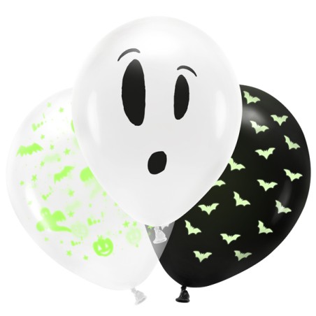 PartyDeco Glow in the Dark Halloween Boo! Ballonmix PD-BU12