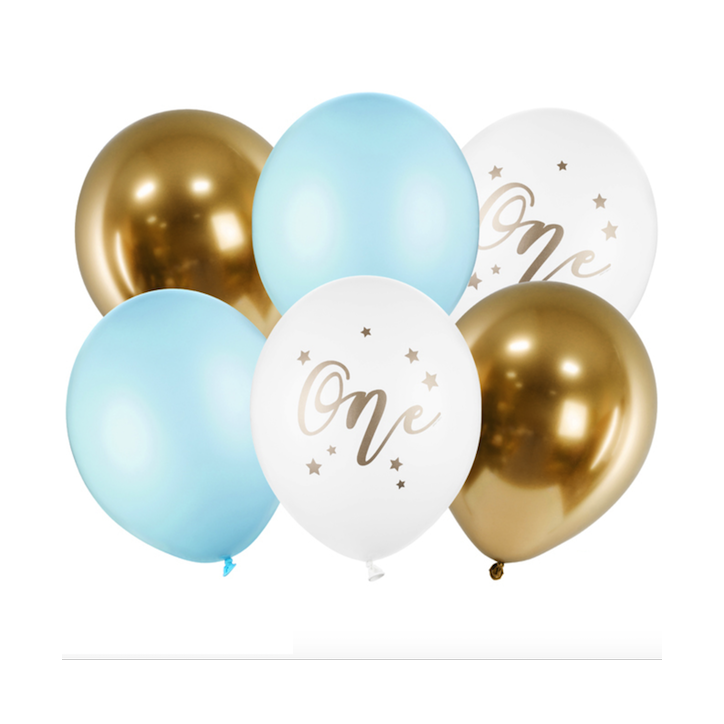 PartyDeco One Balloon Set Pastel Blue 6 pcs | 1st Birthday