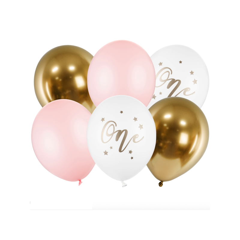 PartyDeco Balloon Set One Pastel Pink, 6 pcs