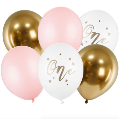 PartyDeco Balloon Set Latex One Pastell Pink-Gold PD-SB14P-307-081B-6