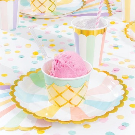 Anniversary House Pastell Eisbecher mit Plastiklössel Ice Cream Party AH-PC346419