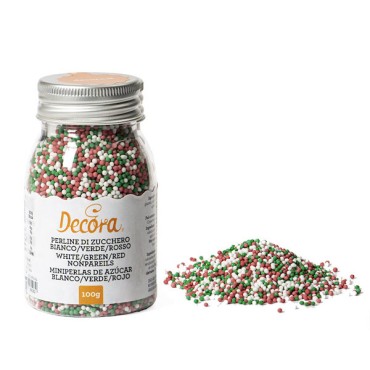Decora Nonpareils Sugar Pearls Red-White-Green DA-2081124