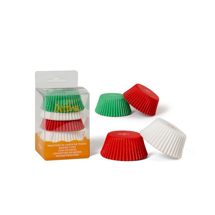 Decora Cupcake Förmchen Weiss-Rot-Grün – 75 Stück