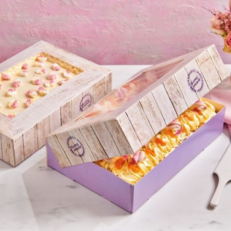 FunCaes Cardboard Cake Box with Window Wooden Look CS-F80280