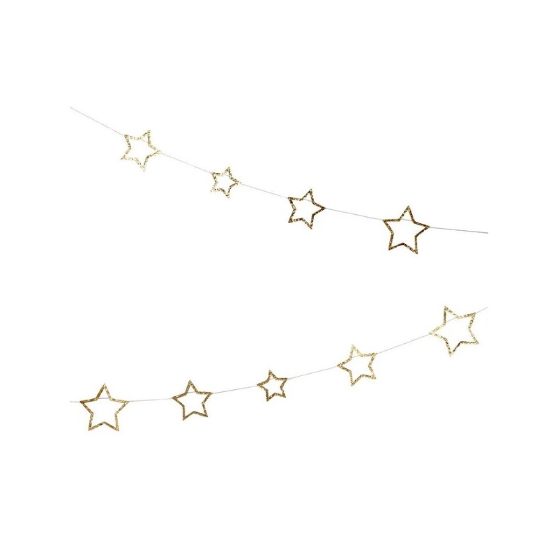 Meri Meri Gold Glitter Stern Girlande mit 42 Sternen