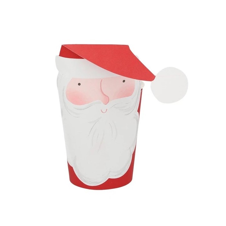 Meri Meri Jolly Santa Paper Cups 8 Pack | Christmas Santa Party Cups