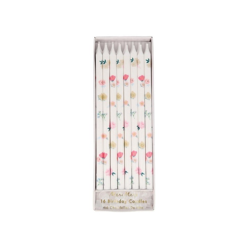 Meri Meri Tall Floral Pattern Candles, 16 Pcs