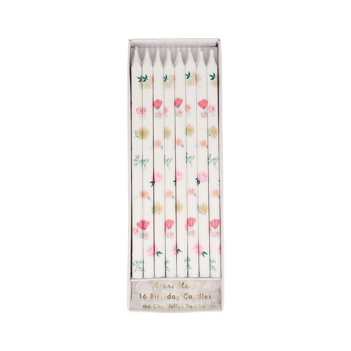 Meri Meri Floral Pattern Tall Birthday Candles 16 Pack