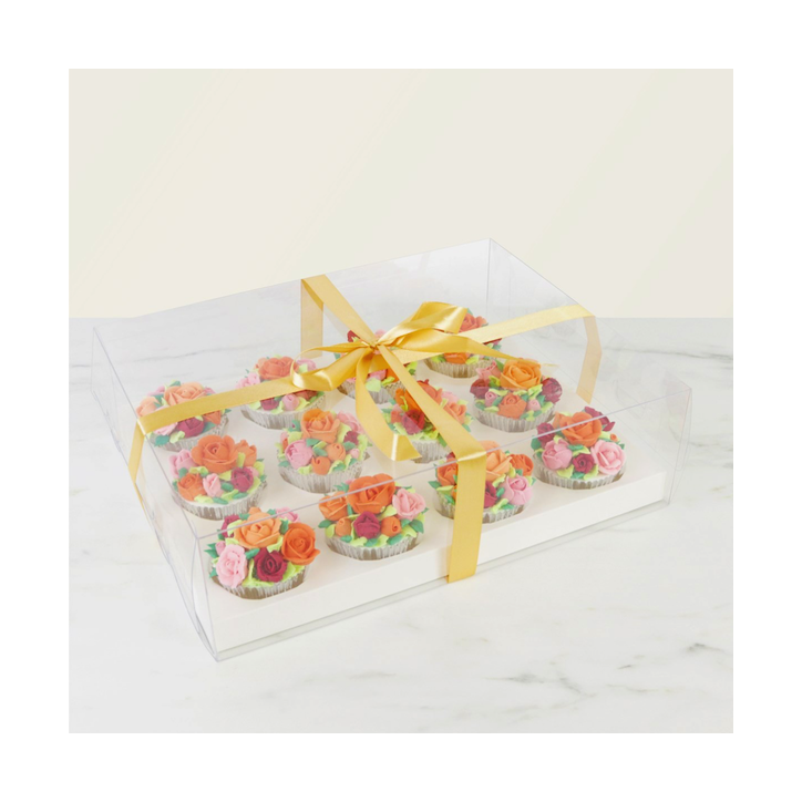 PME Transparent Cupcake Box for 12 Cupcakes with Gold Ribbon