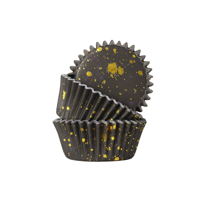 PME Cupcake Cases Black & Gold Flecks, 30 pcs