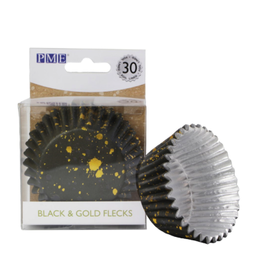 PME Cupcke Liners Black & Gold Flecks Foil lined PME-BC841