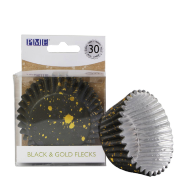 PME Cupcke Förmchen Schwarz-Gold Flecken Folienbeschichtet PME-BC841