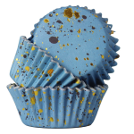 PME Cupcake Förmchen Fleck Hellblau-Gold, 30 Stück