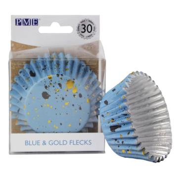 PME Cupcke Liners Light Blue & Gold Flecks Foil lined PME-BC840