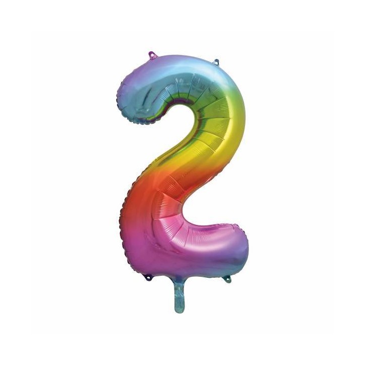 Unique Party Rainbow Number 2 Foil Balloon 86cm