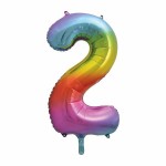 Unique Party 86cm Number 2 Balloon Rainbow