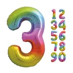 Unique Party 86cm Regenbogen 3 Zahlenballon