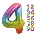Unique Party 86cm Number 4 Balloon Rainbow