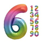 Unique Party 86cm Number 6 Balloon Rainbow