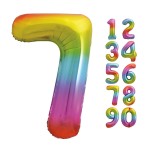 Unique Party 86cm Number 7 Balloon Rainbow