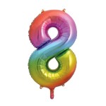 Unique Party 86cm Number 8 Balloon Rainbow