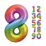 Unique Party 86cm Regenbogen 8 Zahlenballon