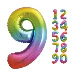 Unique Party 86cm Number 9 Balloon Rainbow